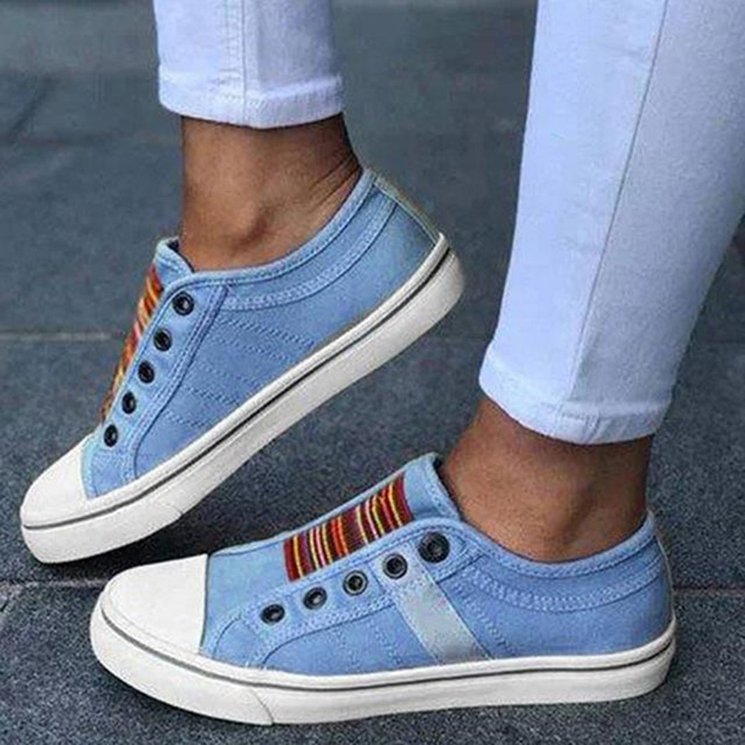 Baskets femme rayées tendance canvas