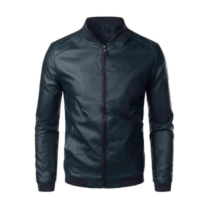 Veste Homme Chic en Cuir avec Fermeture Éclair