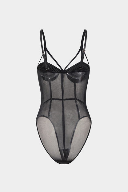 Corset Dentelle Noir Séducteur avec Balconnets en Coton