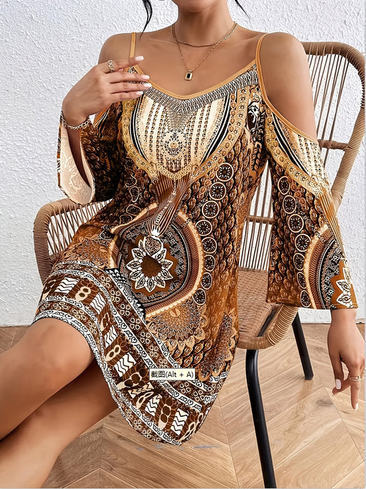Boheava™ – Robe Bohème Chic Mi-Longue Sans Manche et Fluide Été