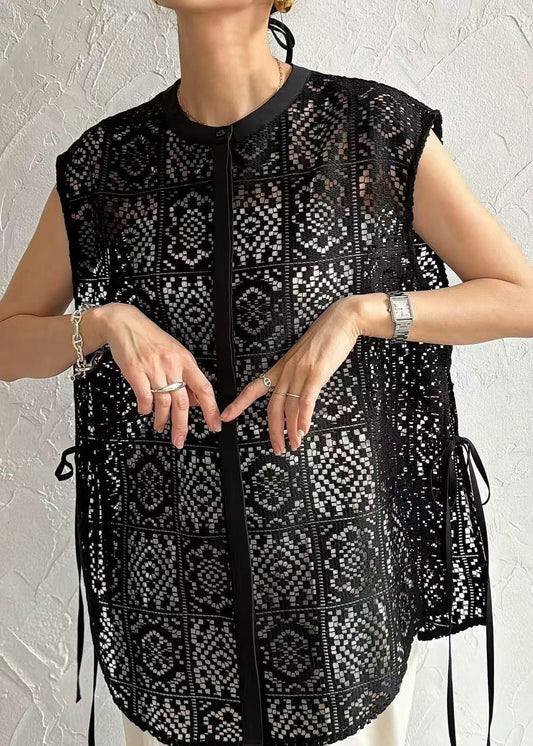 Luxe Noir Dentelle Grande Cropped Top - EasyApparels