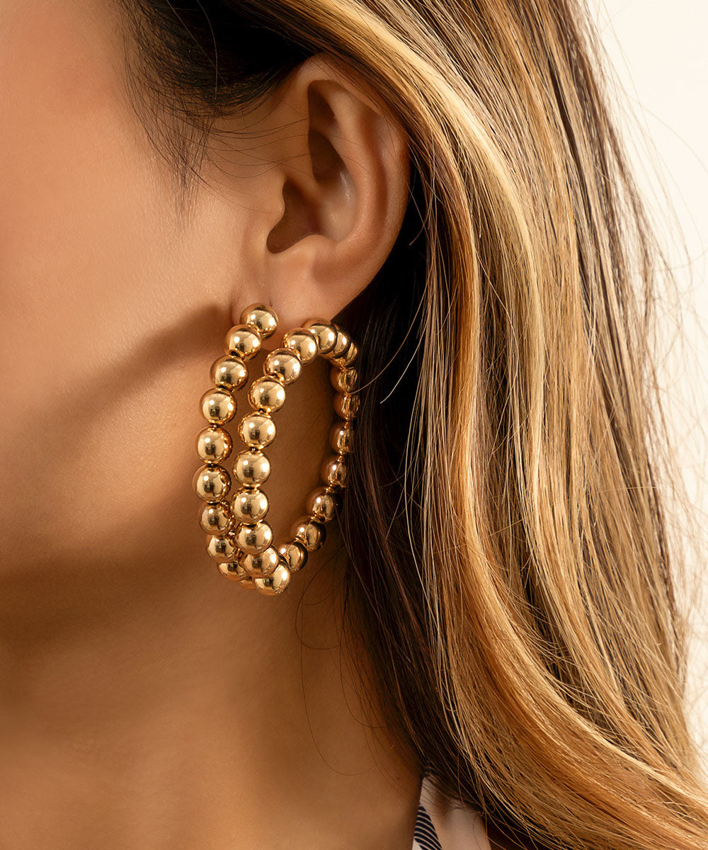 Élégantes créoles dorées en métal luxe - EasyApparels