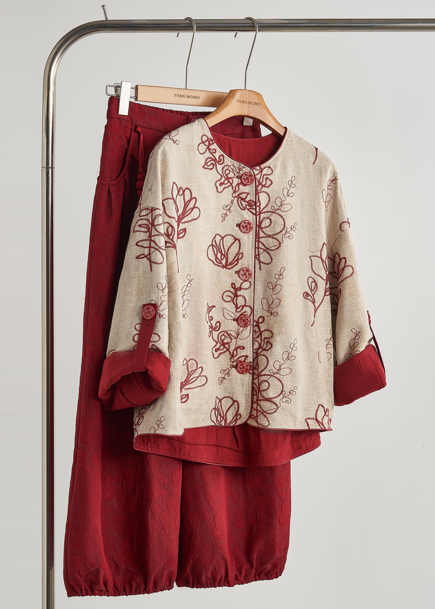 Chic Cotton Embroidered Autumn Coat - EasyApparels