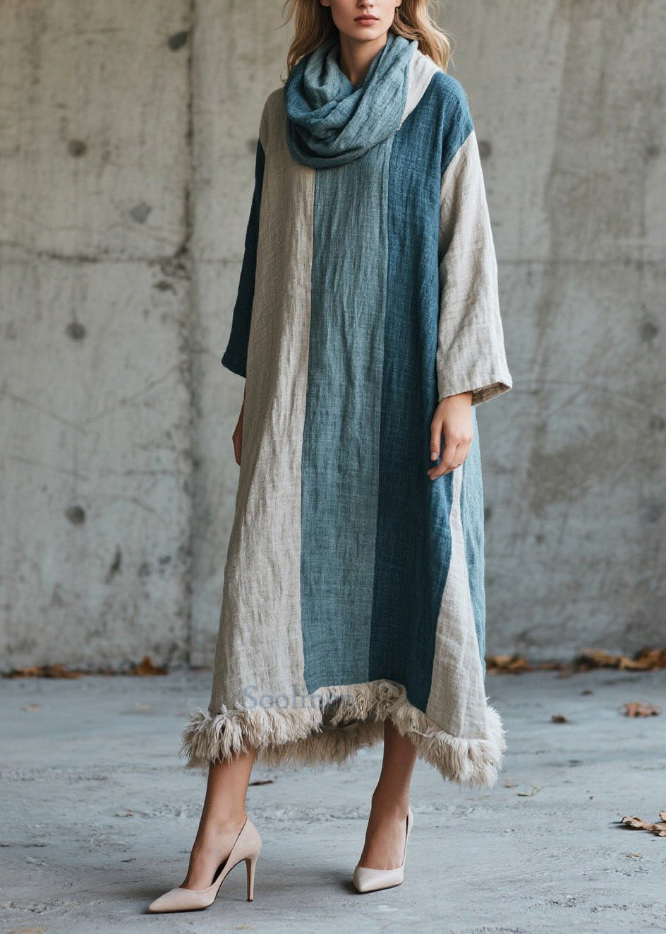 Robe longue douce en fausse fourrure colorée pour hiver - EasyApparels