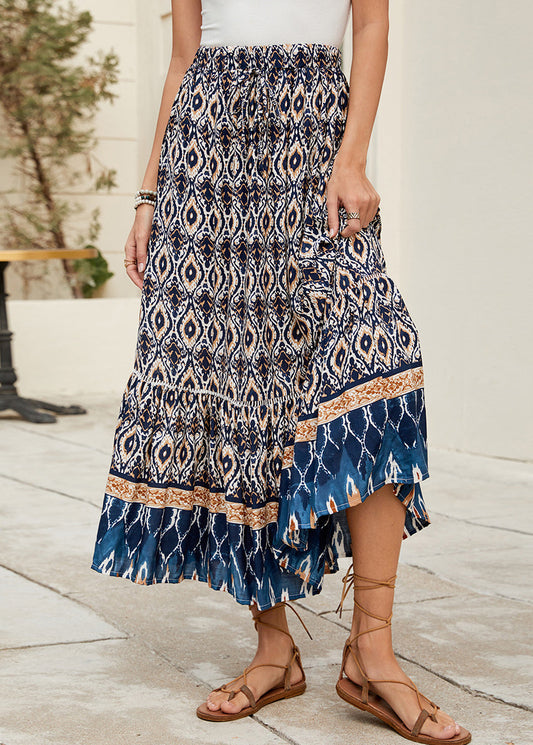 Robes d'été grandes tailles élastiques imprimé marine - EasyApparels