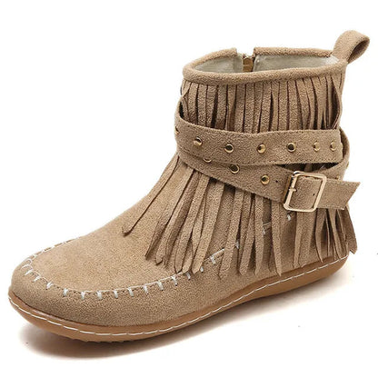 Bottines Femmes à Talons Hauts et Franges Élégantes