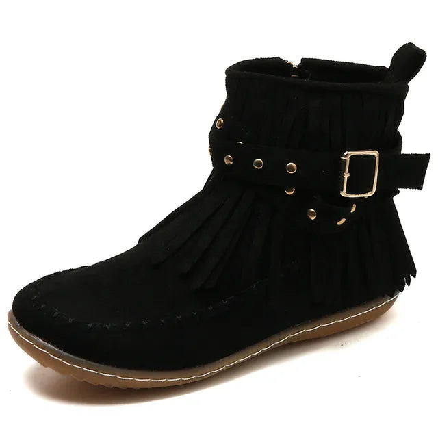Bottines Femmes à Talons Hauts et Franges Élégantes