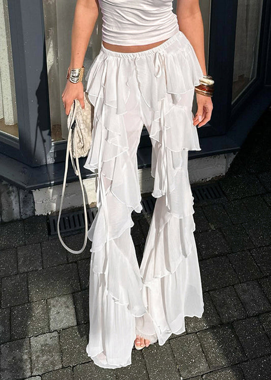 Pantalon décontracté blanc en tulle pour femme été - EasyApparels