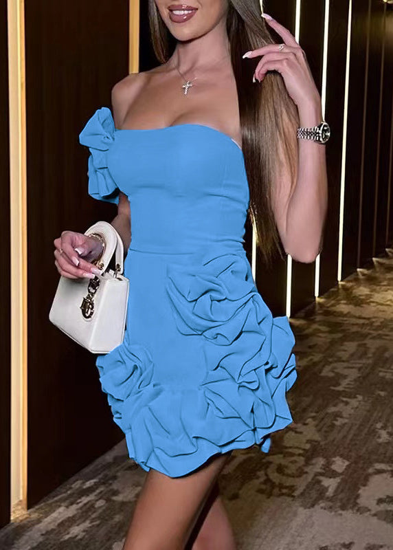 Robe de plage décontractée dos nu bleu été - EasyApparels