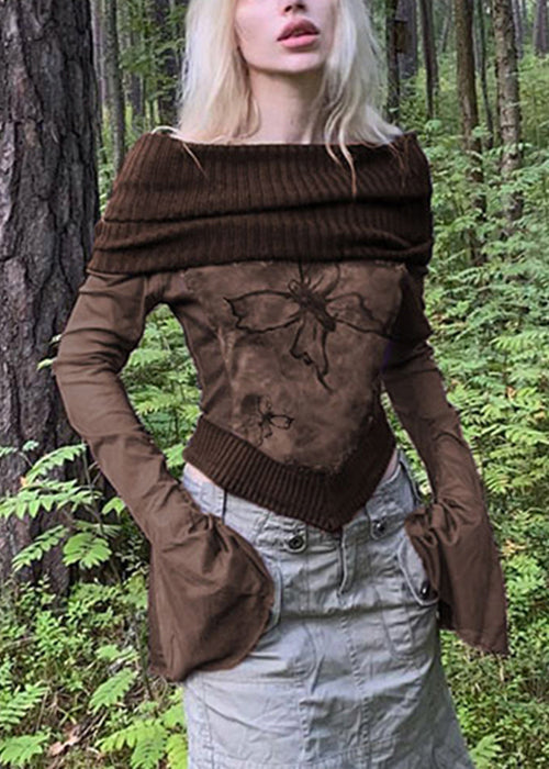 Casual Brown Printed Relaxed Fit T-shirt - EasyApparels