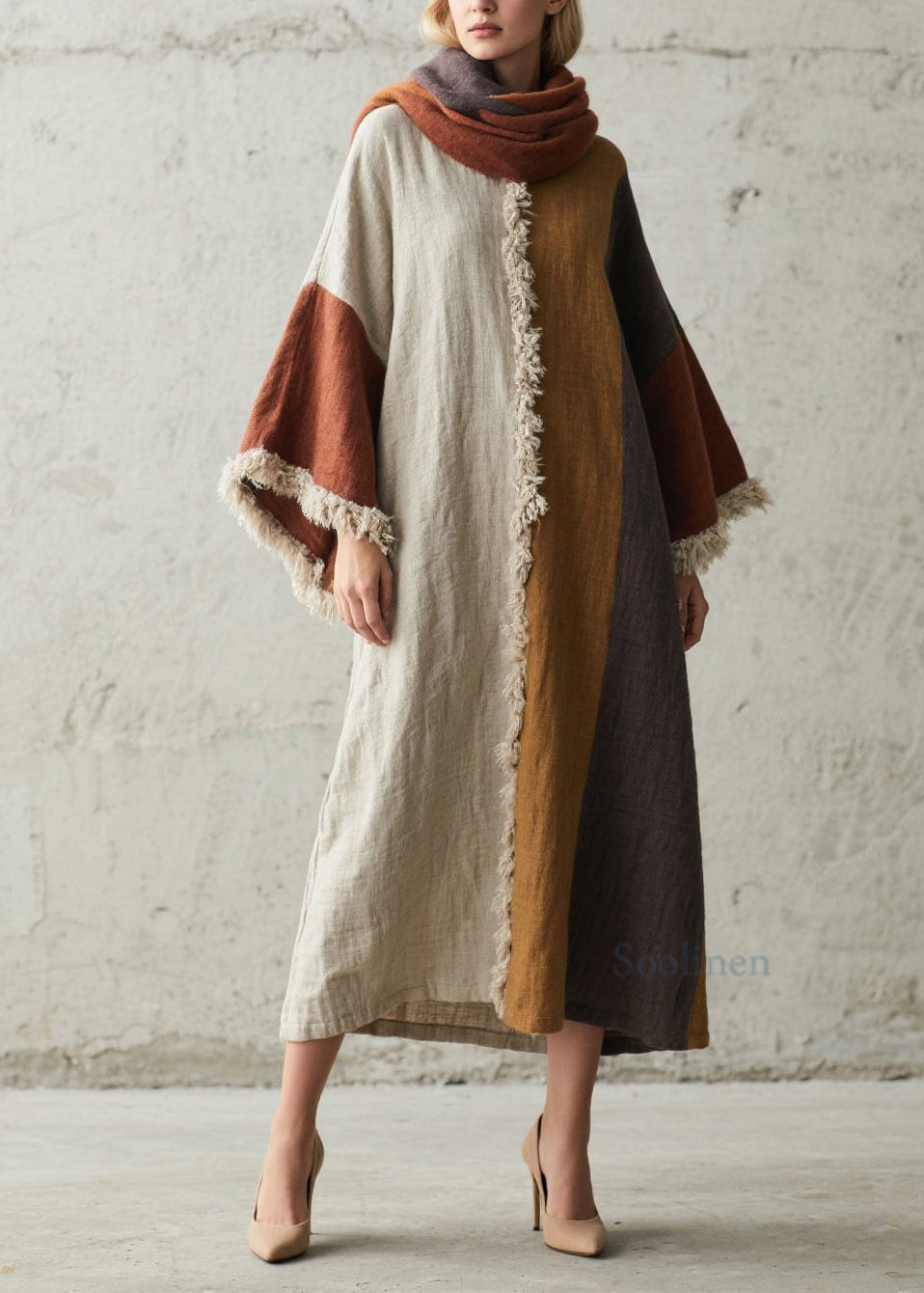 Chaudes robes d'hiver en coton coloré à pompons pour femme - EasyApparels