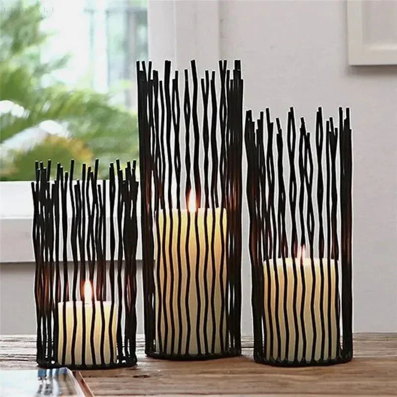 Candélabre Design en Métal avec Bougies - PanierRoyale
