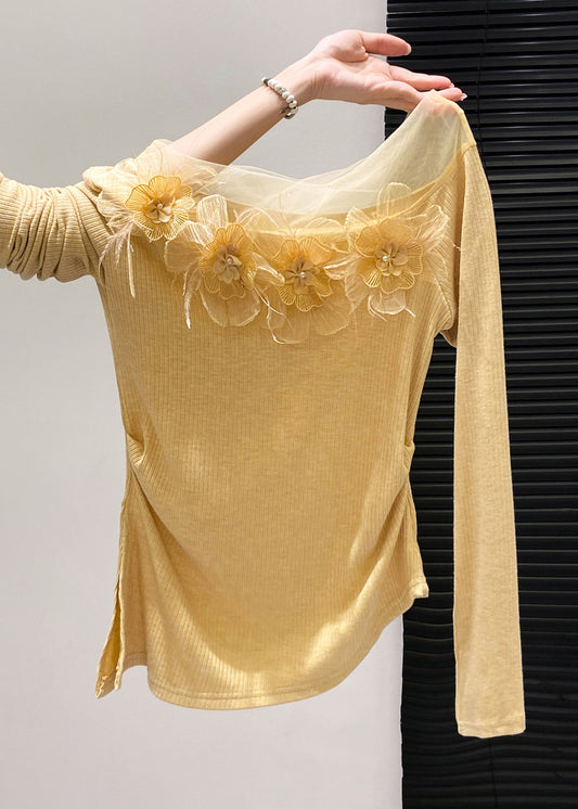 Robes en coton jaune floral évasées d'automne - EasyApparels