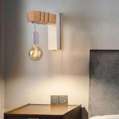 Boisora™ – Applique Murale Industrielle Noire & Blanche en Bois et Aluminium