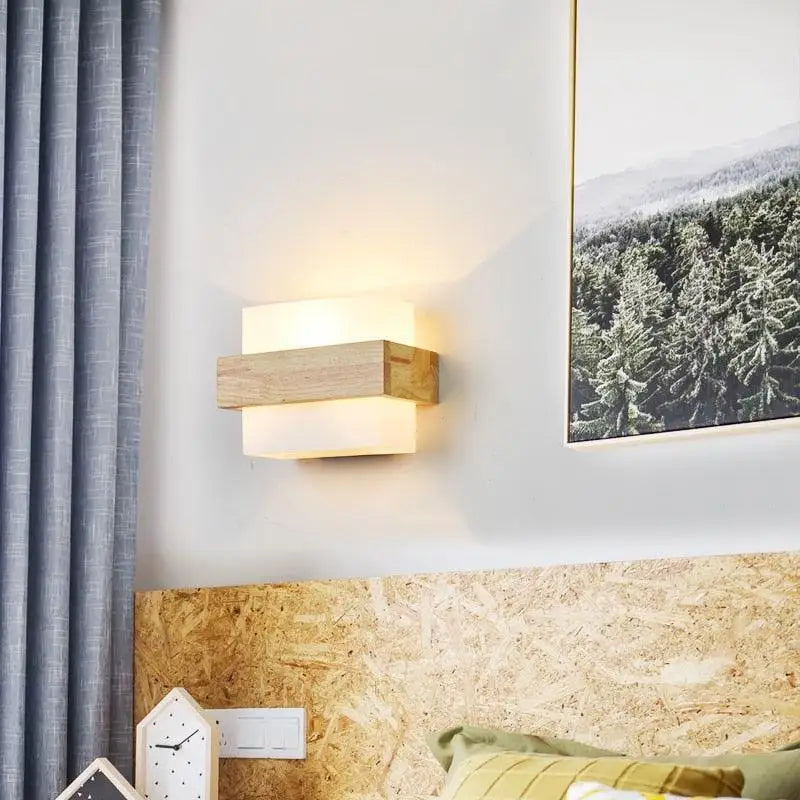Boixora™ – Applique Murale LED Bois Clair Design Scandinave Moderne