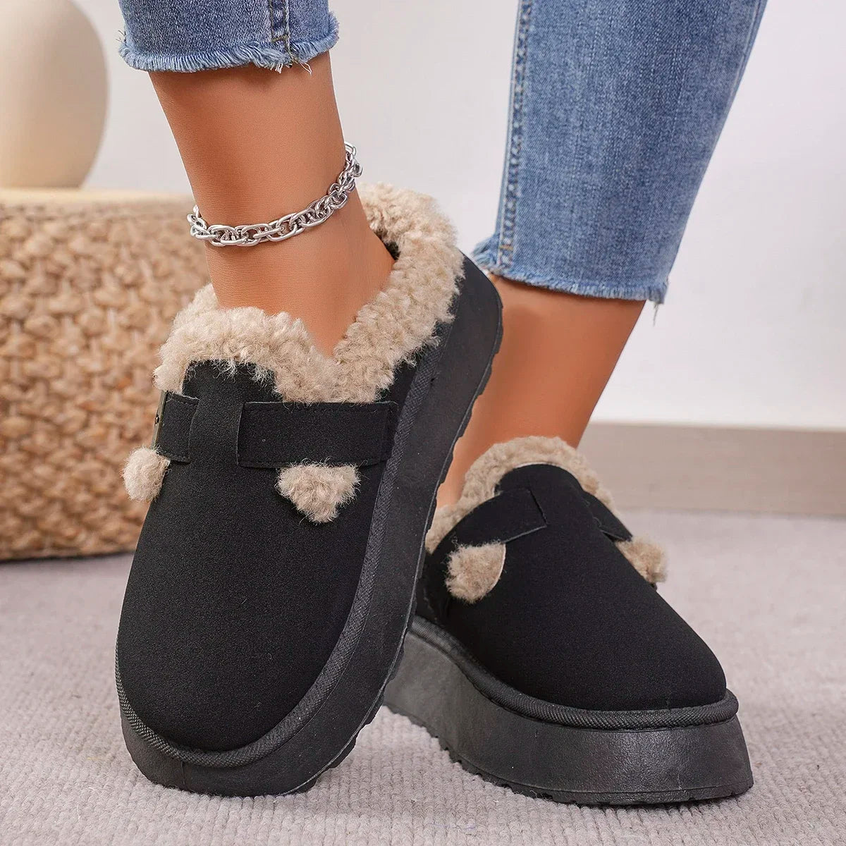 Bottes Hiver Femme Peluche Chaudes et Confortables