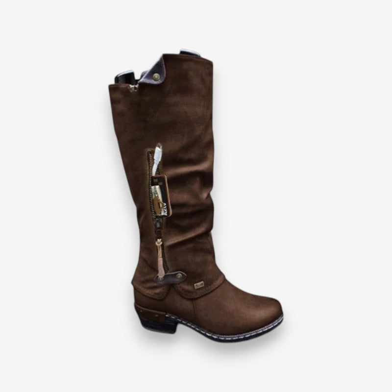 Bottes Femmes Hauts Talons Fermeture Éclair - PanierRoyale