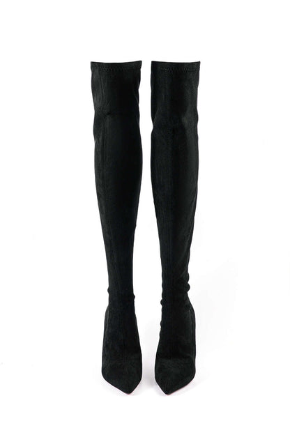 Bottes Hauts Talons en Velours Élégantes pour Femme