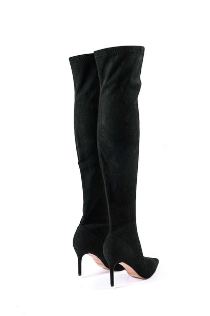 Bottes Hauts Talons en Velours Élégantes pour Femme
