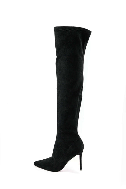 Bottes Hauts Talons en Velours Élégantes pour Femme