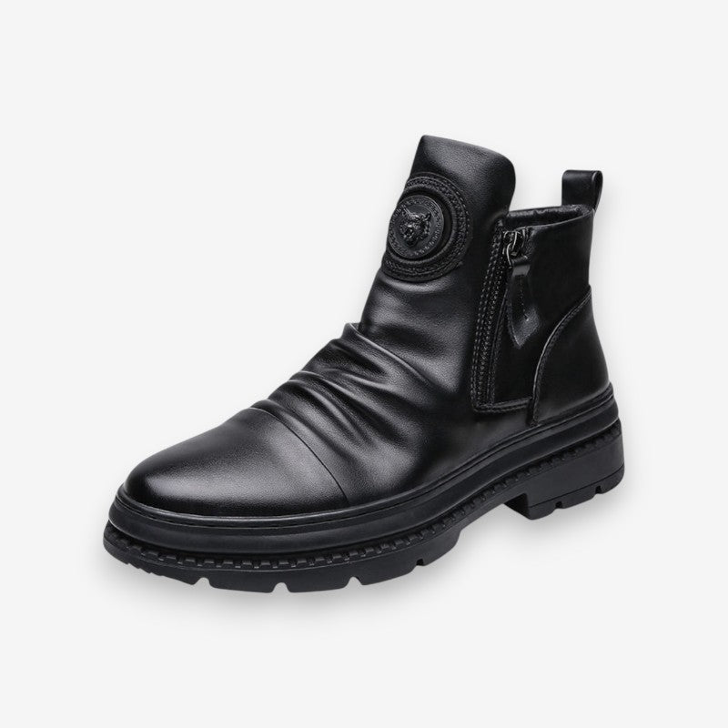 Bottes Cuir Chic à Fermeture Éclair Noir - PanierRoyale