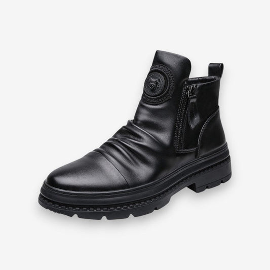 Bottes Cuir Chic à Fermeture Éclair Noir - PanierRoyale
