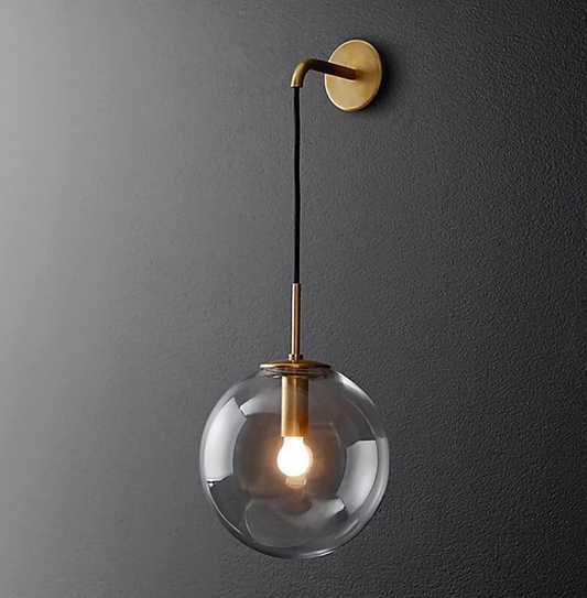 Boulera™ – Applique Murale Boule en Verre Or & Noir Design Industriel