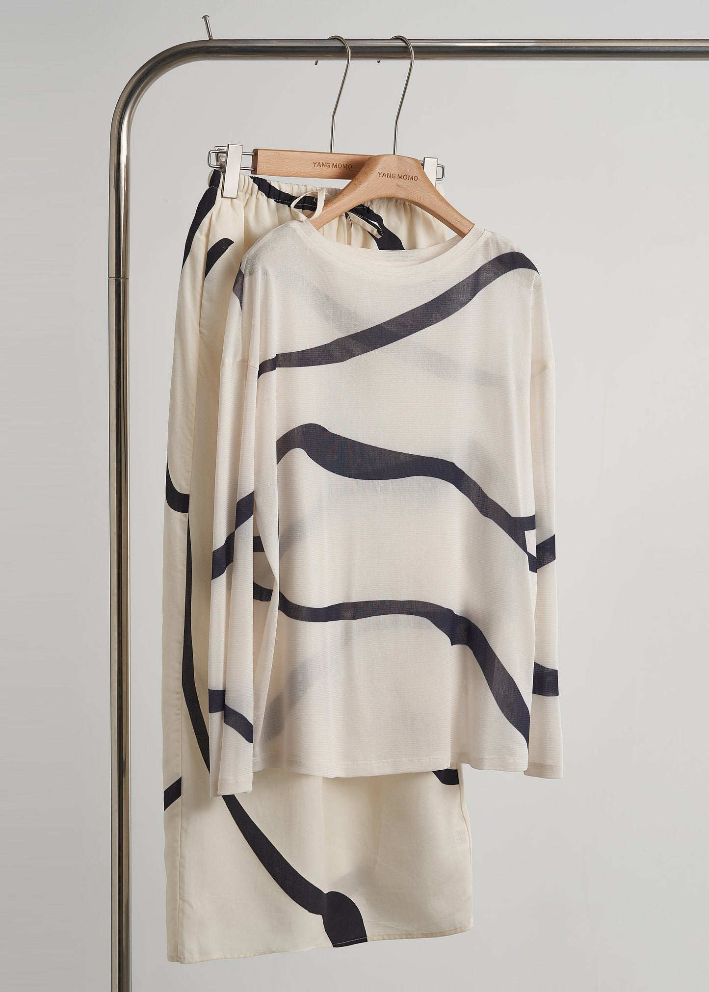Robe deux pièces rayée femme en mousseline d'automne - EasyApparels
