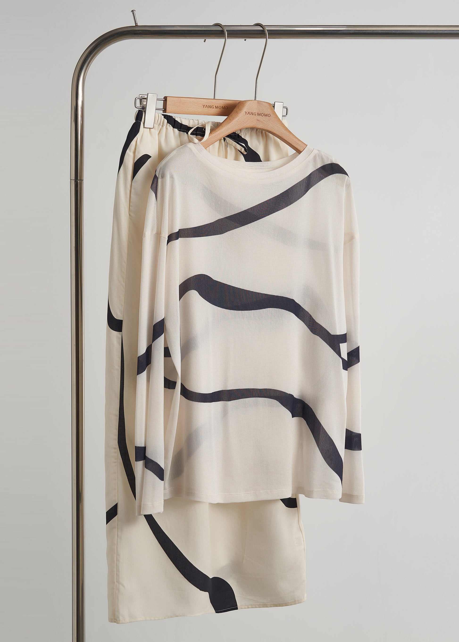Robe deux pièces rayée femme en mousseline d'automne - EasyApparels