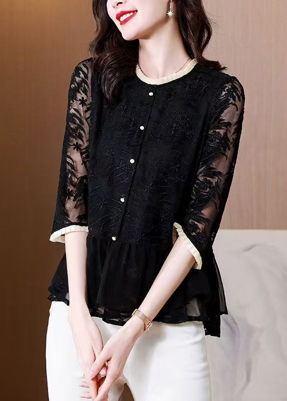 Robe légère noire en soie pour femme d'été - EasyApparels
