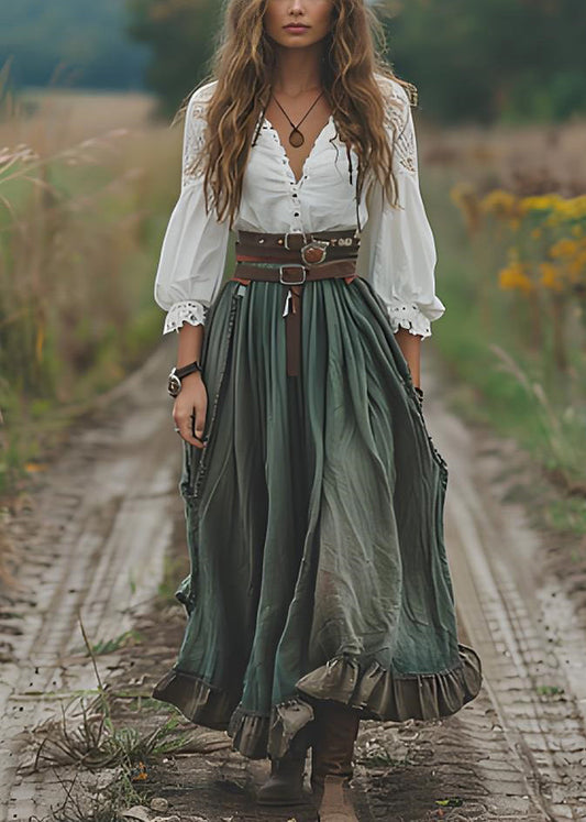 Robes décontractées en coton à fleurs et col V coloré - EasyApparels