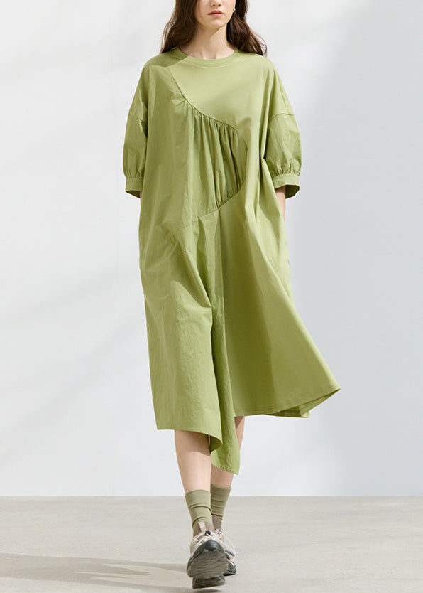 Robes d'été en coton coloré décontractées à col rond - EasyApparels