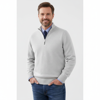 Pull Homme Décontracté Col Zippé en Tricot Doux