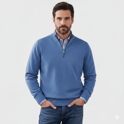Pull Homme Décontracté Col Zippé en Tricot Doux