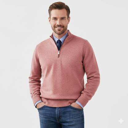 Pull Homme Décontracté Col Zippé en Tricot Doux