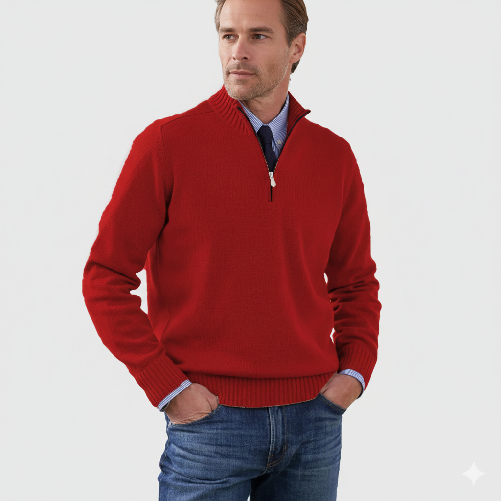 Pull Homme Décontracté Col Zippé en Tricot Doux - PanierRoyale