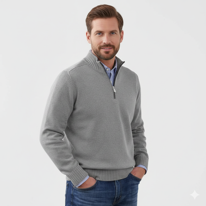 Pull Homme Décontracté Col Zippé en Tricot Doux