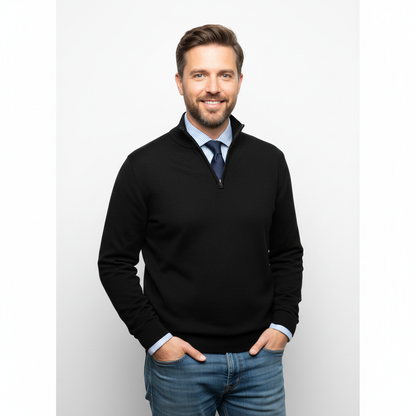 Pull Homme Décontracté Col Zippé en Tricot Doux