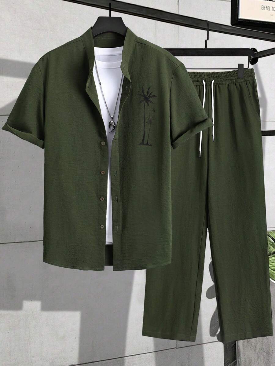 Costume Homme Décontracté avec Palmes Imprimées
