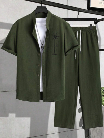 Costume Homme Décontracté avec Palmes Imprimées