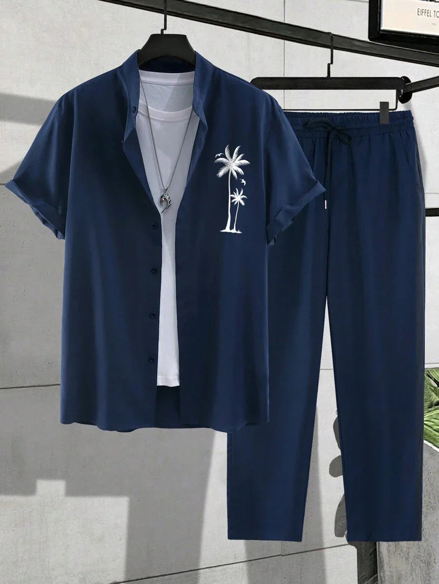 Costume Homme Décontracté avec Palmes Imprimées