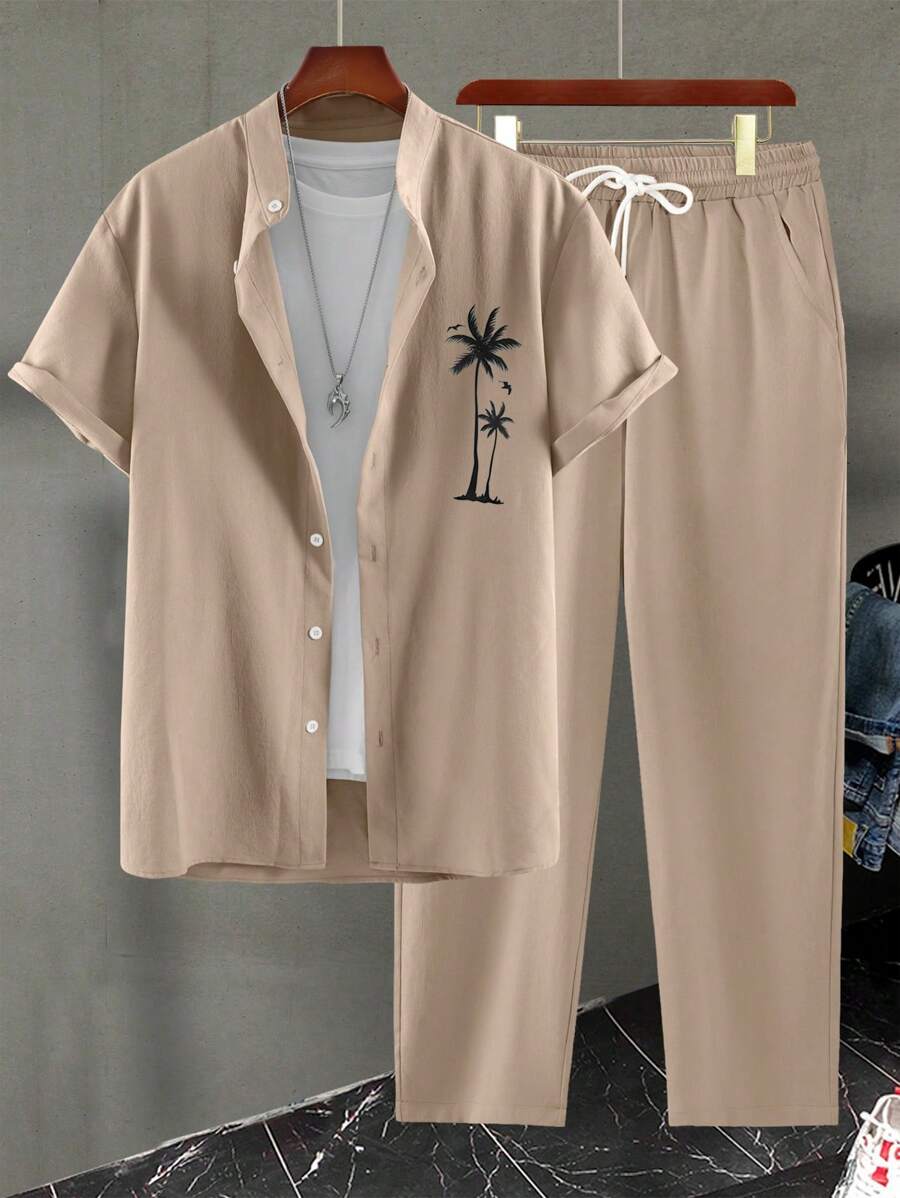 Costume Homme Décontracté avec Palmes Imprimées