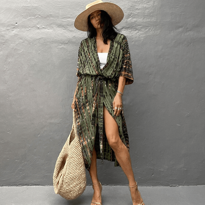 Robe Kimono Imprimé Floral Décontractée pour Femme - PanierRoyale