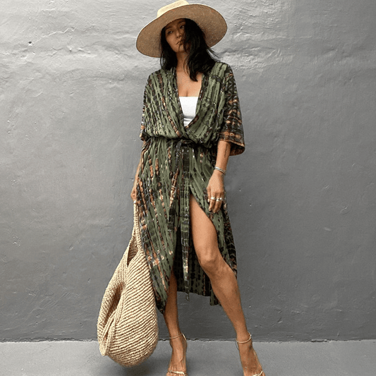 Robe Kimono Imprimé Floral Décontractée pour Femme - PanierRoyale