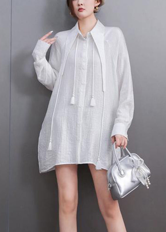 Chemises blanches classiques col rond pour femme hiver - EasyApparels