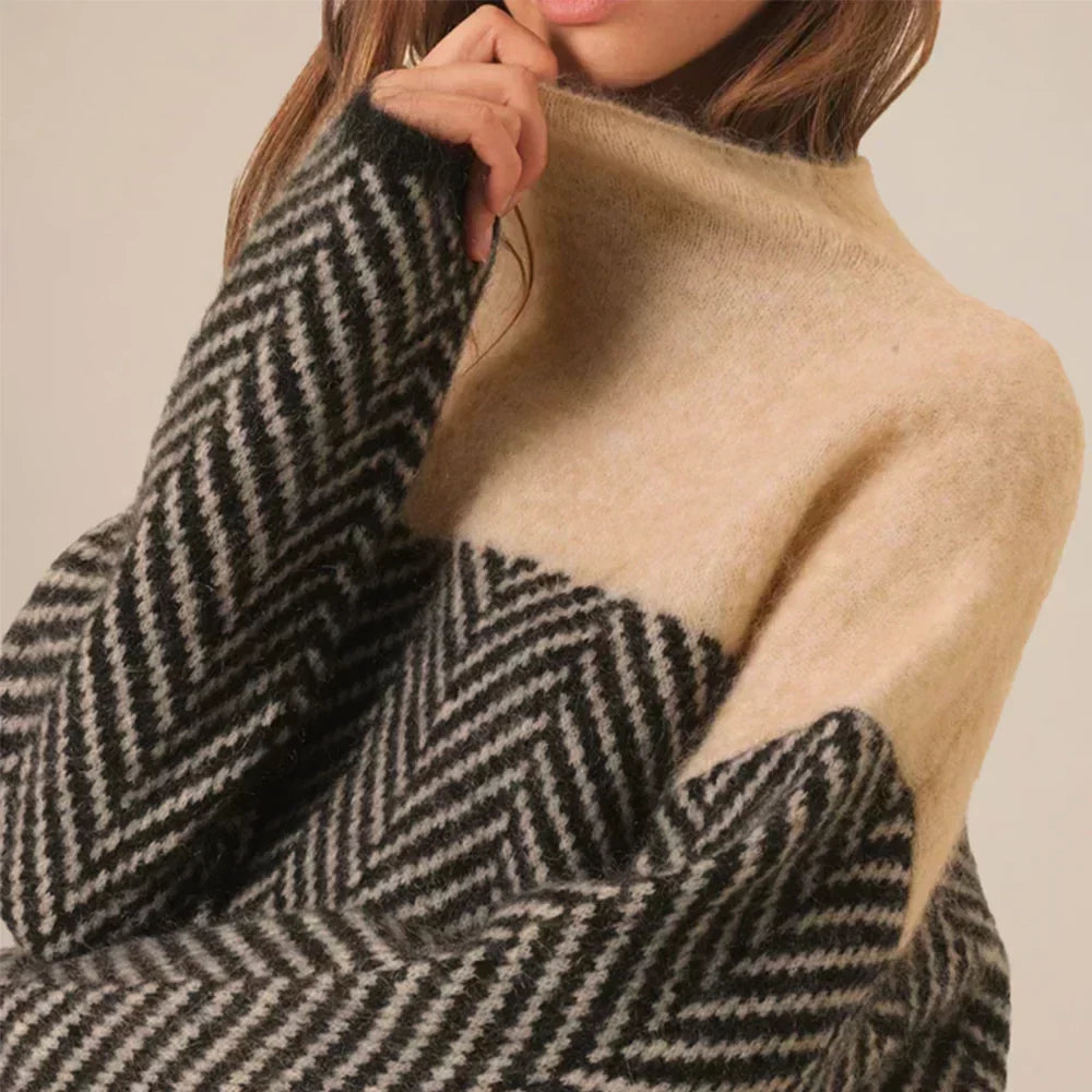 Pull Femme Col Roulé Doux Coupe Classique Hiver