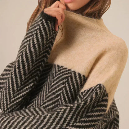Pull Femme Col Roulé Doux Coupe Classique Hiver