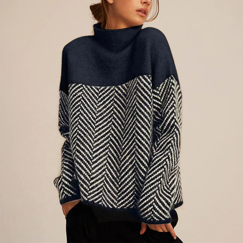 Pull Femme Col Roulé Doux Coupe Classique Hiver