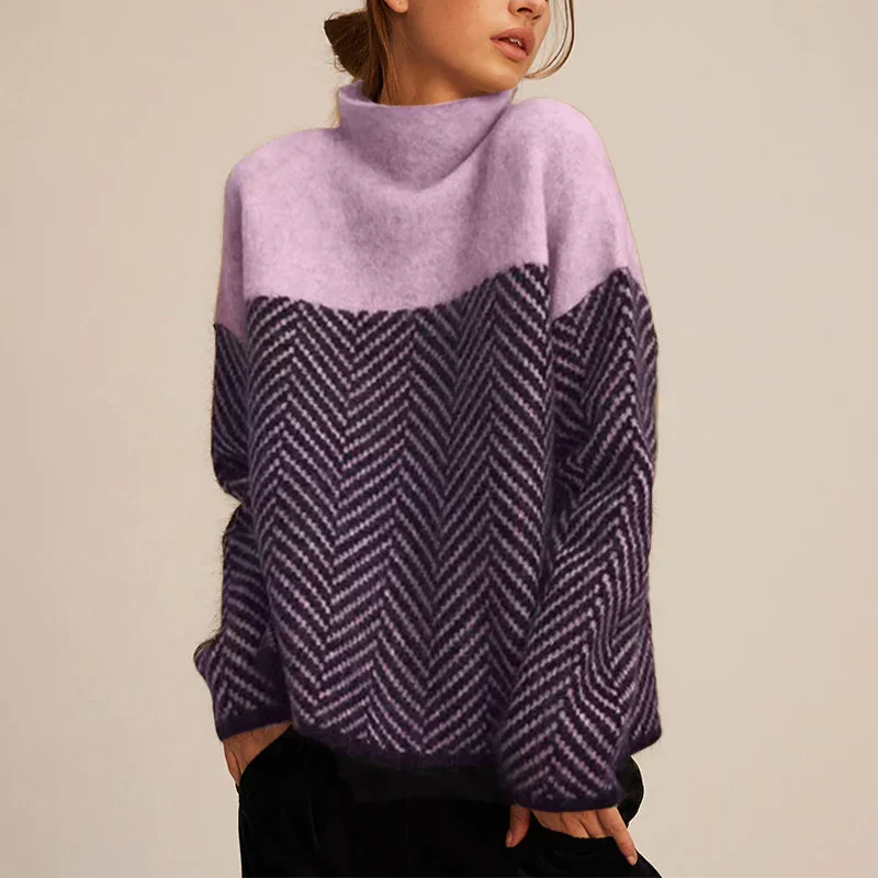 Pull Femme Col Roulé Doux Coupe Classique Hiver