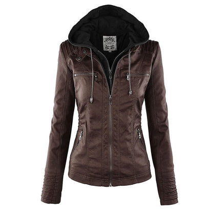 Blouson Cuir Femelle Noir Chic et Élégant